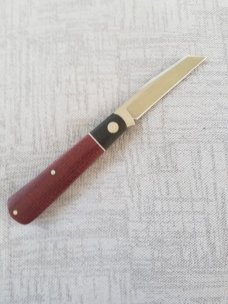 Jeffrey Mitchell Swayback Native..Red Burlap and Black Linen Micarta..A1 for steel..4" closed..pouch Jeffrey Mitchell Swayback Native..Red Burlap and Black Linen Micarta..A1 for steel..4" closed..pouch