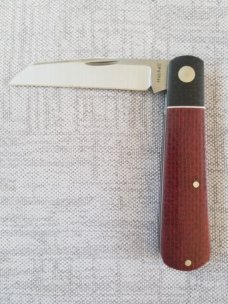 Jeffrey Mitchell Swayback Native..Red Burlap and Black Linen Micarta..A1 for steel..4" closed..pouch