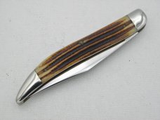 Queen Cutlery Co. #46 Fish Knife in Brown Winterbottom Bone: 5 ” closed; circa 1961 Queen Cutlery Co. #46 Fish Knife in Brown Winterbottom Bone: 5 ” closed; circa 1961