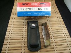 PANTHER KNIFE HIGH CARBON STEEL VINTAGE JAPAN  MADE LARGE LOCKBACK & SLIPJOINT KNIFE, SHEATH & BOX