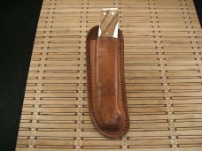 SHARP VINTAGE 1970'S JAPAN MADE "FOLD - N - LOCK LARGE LOCKBACK FISH FILET KNIFE WITH LEATHER SHEATH