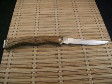 SHARP VINTAGE 1970'S JAPAN MADE "FOLD - N - LOCK LARGE LOCKBACK FISH FILET KNIFE WITH LEATHER SHEATH