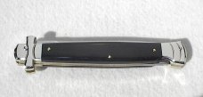 NOS A.G.A. CAMPOLIN 11" MALTESE AFRICAN EBONY WOOD STILETTO NICKEL SILVER BOLSTERS, LEATHER POUCH
