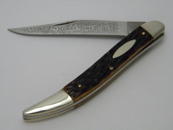 Fight n Rooster Frank Buster Cut. Co. Germany "Honky Tonk"  Bone Texas Toothpick Knife