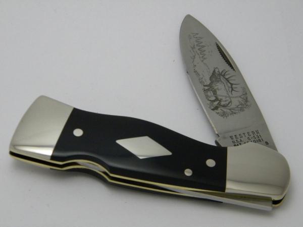 Western USA S-531 "B" Slick Black Westlock Lockback Knife 1978