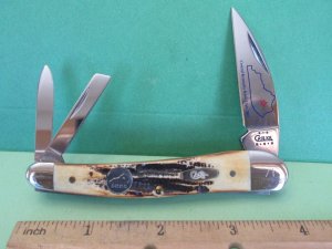 Case XX 2002 Bone Stag Seahorse Whittler Pattern # 6.5355WH SS Made for CKKC