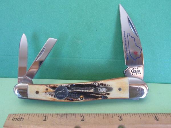Case XX 2002 Bone Stag Seahorse Whittler Pattern # 6.5355WH SS Made for CKKC Case XX 2002 Bone Stag Seahorse Whittler Pattern # 6.5355WH SS Made for CKKC