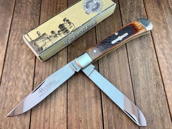 Russell Green River Works Trapper Sawcut Brown Bone Solingen Germany 