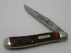 Parker-Frost USA 1978-5 (Schrade USA) Little Bandit Brown Bone Linerlock Trapper Knife 