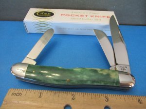 Case XX Smooth Green Bone Handle Stockman Pattern # SG63047 