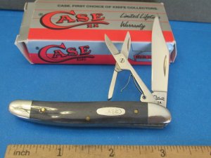 Case XX 1995 Smooth Green Bone Pen with Scissors Pattern # 62087 SS