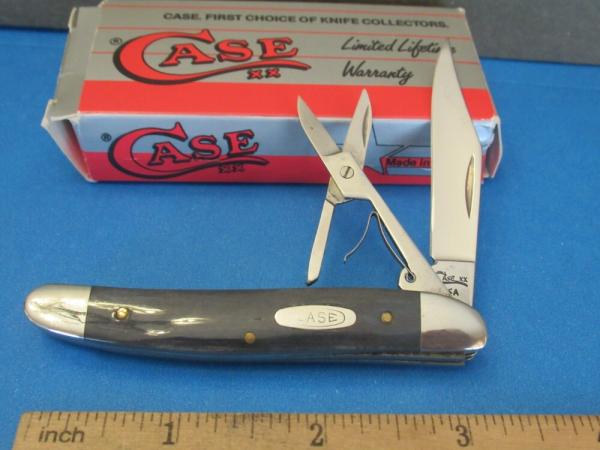 Case XX 1995 Smooth Green Bone Pen with Scissors Pattern # 62087 SS