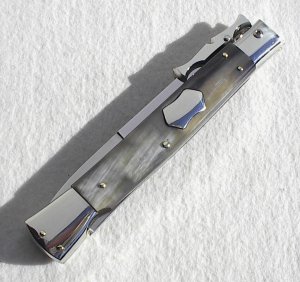 A.G.A. CAMPOLIN ITALY 33cm -13" ( BATWING ) BRAZILIAN HORN NICKEL SILVER BOLSTERS SWINGUARD W'/POUCH