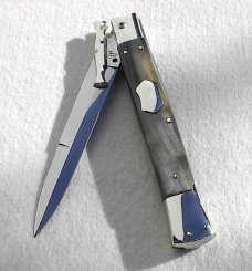 A.G.A. CAMPOLIN ITALY 33cm -13" ( BATWING ) BRAZILIAN HORN NICKEL SILVER BOLSTERS SWINGUARD W'/POUCH