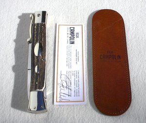 A.G.A. CAMPOLIN 33CM/13" GENUINE STAG OVAL SWINGUARD, NICKEL SILVER BOLSTERS, CERTIFICATE & POUCH