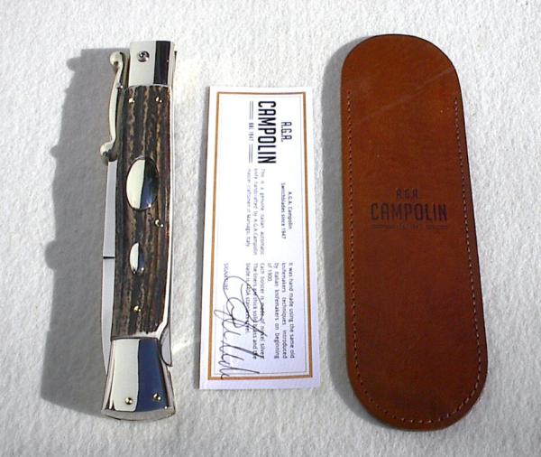 A.G.A. CAMPOLIN 33CM/13" GENUINE STAG OVAL SWINGUARD, NICKEL SILVER BOLSTERS, CERTIFICATE & POUCH
