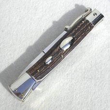 A.G.A. CAMPOLIN 33CM/13" GENUINE STAG OVAL SWINGUARD, NICKEL SILVER BOLSTERS, CERTIFICATE & POUCH