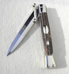 A.G.A. CAMPOLIN 33CM/13" GENUINE STAG OVAL SWINGUARD, NICKEL SILVER BOLSTERS, CERTIFICATE & POUCH