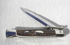 A.G.A. CAMPOLIN 33CM/13" GENUINE STAG OVAL SWINGUARD, NICKEL SILVER BOLSTERS, CERTIFICATE & POUCH
