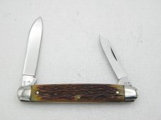 Queen Cutlery Co. #55 Sleeveboard Pen in Rogers Bone: 3 1/4” closed; 1976, Queen Cutlery Co. #55 Sleeveboard Pen in Rogers Bone: 3 1/4” closed; 1976,