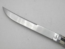 Queen Steel Table Steak Knife #U101 Winterbottom Bone: 9” overall with 4 1/2” blade, rare tang stamp
