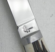 Queen Steel Table Steak Knife #U101 Winterbottom Bone: 9” overall with 4 1/2” blade, rare tang stamp