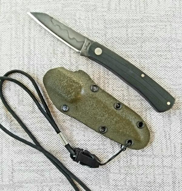 Tracy LaRock Native Fixed Blade..W2 and G10...2.5" blade and 3.5" handle..Hamon..Kydex Sheath Tracy LaRock Native Fixed Blade..W2 and G10...2.5" blade and 3.5" handle..Hamon..Kydex Sheath