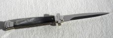 NOS A.G.A. CAMPOLIN 11" MALTESE BRAZILIAN HORN STILETTO NICKEL SILVER BOLSTERS,  LEATHER POUCH