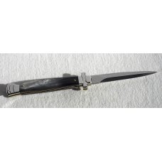 NOS A.G.A. CAMPOLIN 11" MALTESE BRAZILIAN HORN STILETTO NICKEL SILVER BOLSTERS,  LEATHER POUCH