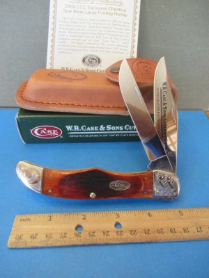 Case XX 2009  CCC Exclusive Chestnut Saw Bone Large Folding Hunter Pattern # 6265 SS