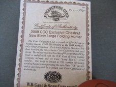 Case XX 2009 CCC Exclusive Chestnut Saw Bone Large Folding Hunter Pattern # 6265 SS Case XX 2009 CCC Exclusive Chestnut Saw Bone Large Folding Hunter Pattern # 6265 SS