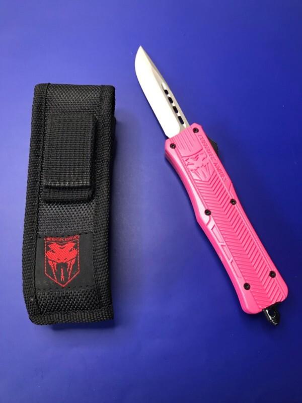 CobraTec MEDIUM CTK-1 PINK OTF KNIFE with Sheath