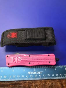 CobraTec MEDIUM CTK-1 PINK OTF KNIFE with Sheath