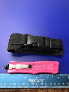 CobraTec MEDIUM CTK-1 PINK OTF KNIFE with Sheath