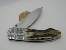 *RARE*   Yoshi Seto Japan Custom Stag and Turquoise Linerlock Knife