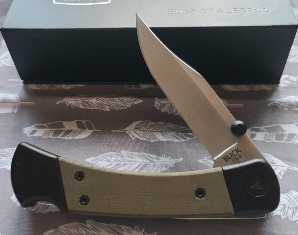 Buck 110 Hunter Sport. Green Canvas Micarta and Black Anodized Aluminum Frame. S30V steel. BNIB Buck 110 Hunter Sport. Green Canvas Micarta and Black Anodized Aluminum Frame. S30V steel. BNIB