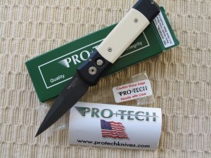 PRO TECH # 752 GODSON TUXEDO - BLACK & IVORY MICARTA HANDLES - NIB