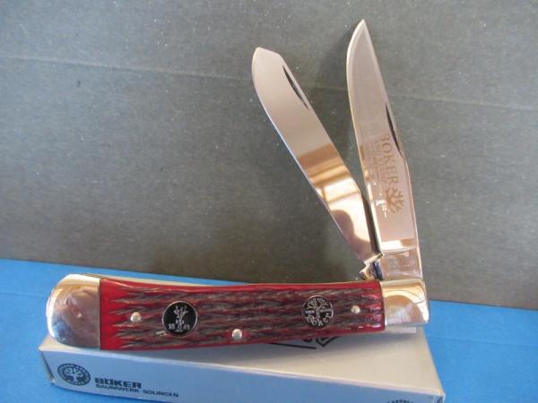 Boker Tree Brand Tang Stamp Series Red Bone Trapper Model # BK2525TSR