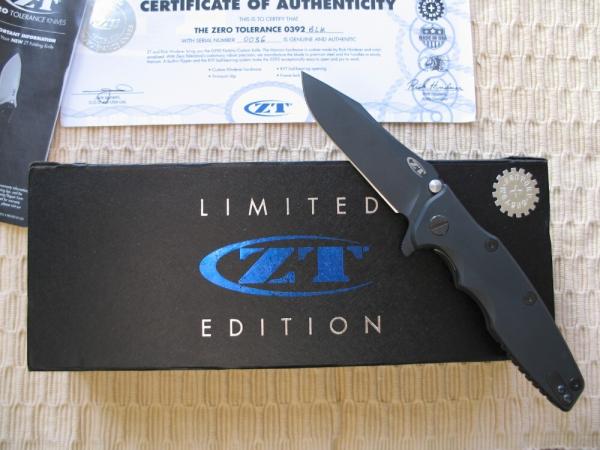 ZERO TOLERANCE 0392 CTS-204P BLACK/BLACK (ZT 0392 BLK/BLK) DISCONTINED LIMITE EDITION KNIFE - NIB