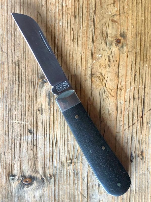 A Wright & Son Sheffield, England "Tackler" Pocket Knife in Ebony Scales and Wharncliffe Blade