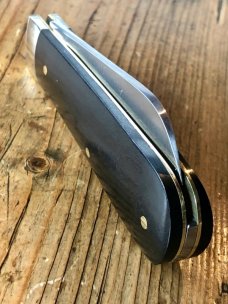 A Wright & Son Sheffield, England "Tackler" Pocket Knife in Ebony Scales and Wharncliffe Blade