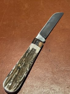 A Wright & Son Sheffield, England "Tackler" Pocket Knife with Stag Scales and Wharncliffe Blade