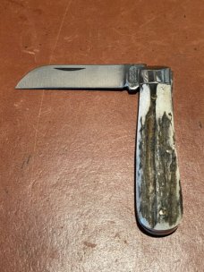 A Wright & Son Sheffield, England "Tackler" Pocket Knife with Stag Scales and Wharncliffe Blade
