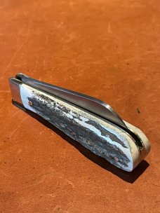 A Wright & Son Sheffield, England "Tackler" Pocket Knife with Stag Scales and Wharncliffe Blade