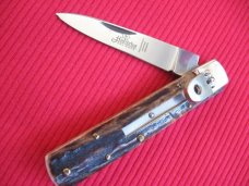 Older Solingen Germany Hubertus Slim Leverlock Switchblade Knife - Stag Older Solingen Germany Hubertus Slim Leverlock Switchblade Knife - Stag
