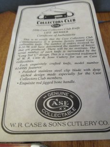 Case Collectors Club 1996 Smooth Red Bone Copperhead Pattern # 6149 SS
