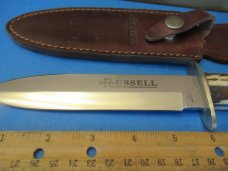 J Russel Green River Works Stag Handle Spear Point Bowie  Model RU 1100