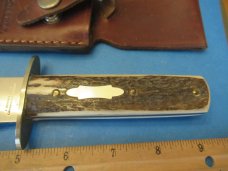 J Russel Green River Works Stag Handle Spear Point Bowie  Model RU 1100