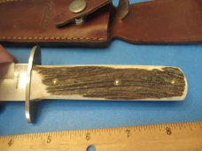 J Russel Green River Works Stag Handle Spear Point Bowie  Model RU 1100