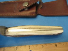 J Russel Green River Works Stag Handle Spear Point Bowie  Model RU 1100
